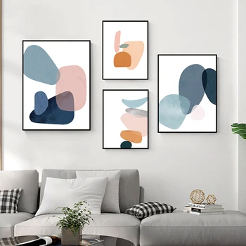 

Geometric Pink Art Canvas Poster Abstract Painting Minimalist Print Decoration Wall Pictures For Living Room Decoraton