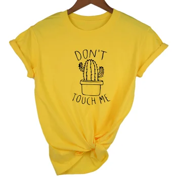

6 Colors DON'T TOUCH ME Letter Cactus Print T Shirt Women Short Sleeve O Neck Loose Tshirt 2020 Summer Women Tee Shirt Tops
