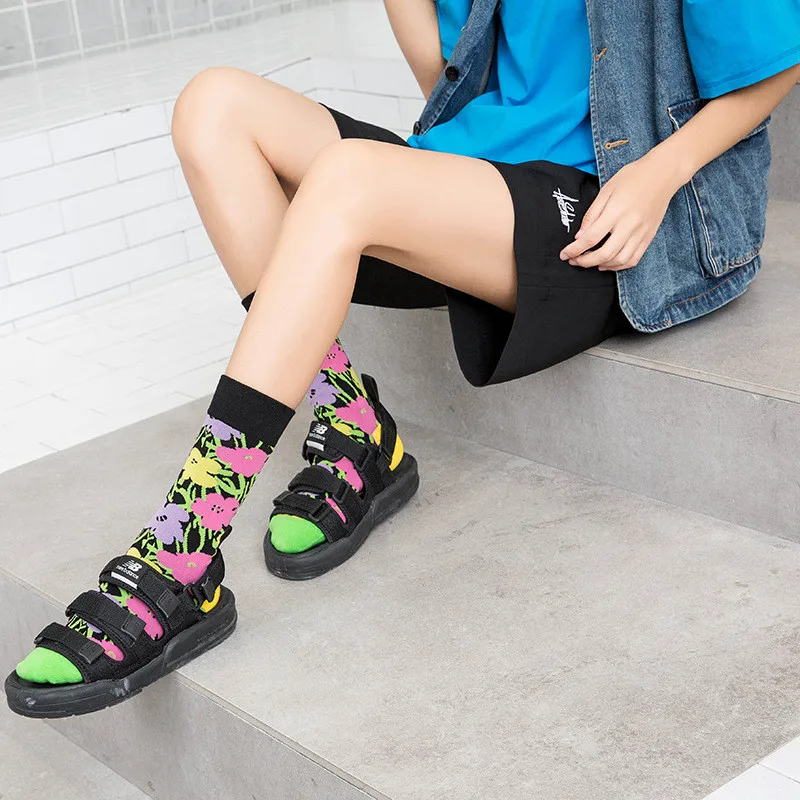 1 пара KLV, новые зимние носки, хлопковые носки Harajuku с милым принтом для мужчин и женщин, рождественские носки, винтажные Повседневные Дышащие теплые забавные носки