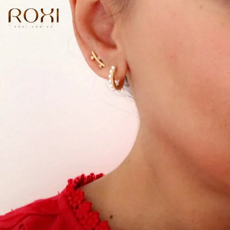 ROXI 925 пробы серебряные свадебные жемчужные серьги ювелирные изделия однорядные серьги-гвоздики из пресноводного жемчуга для женщин Brincos подарки на Рождество