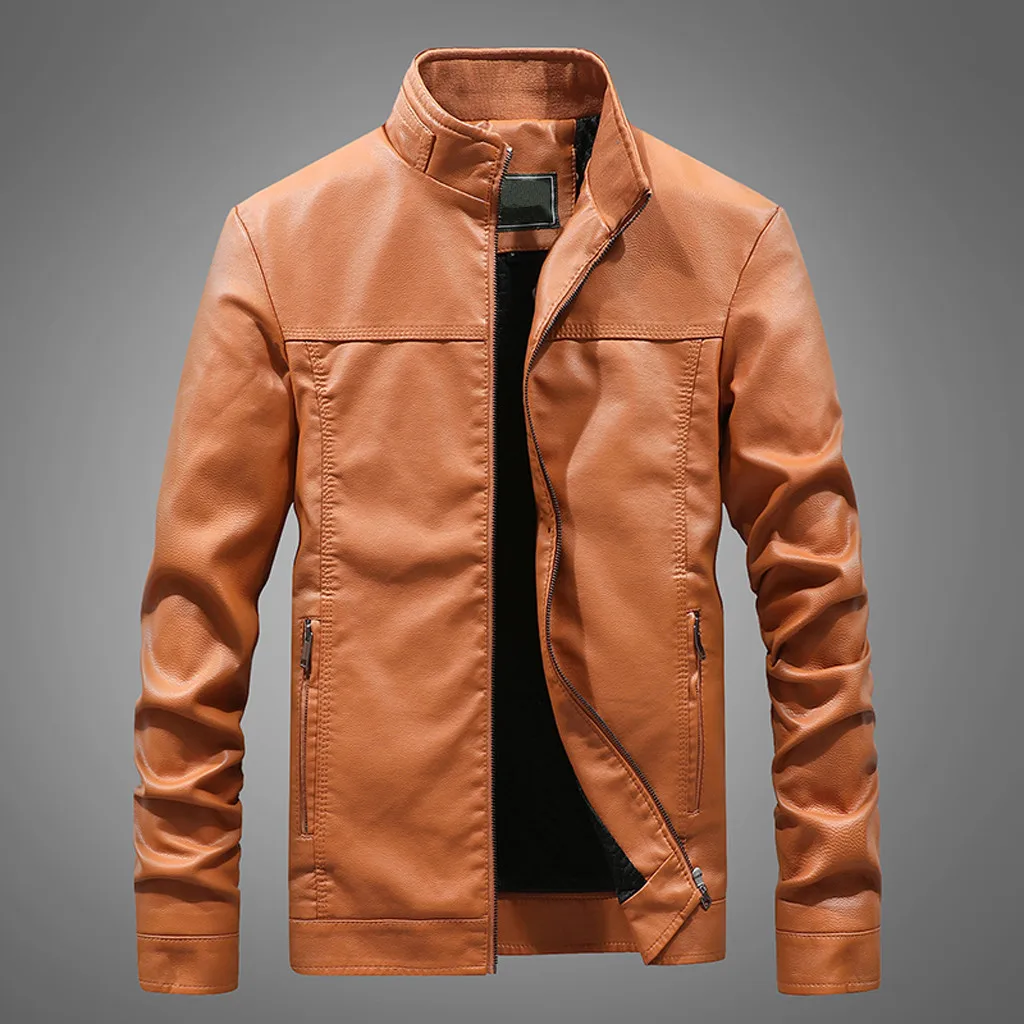 Tide Мужской Jaqueta Masculina, осенняя мода, чистый цвет, воротник-стойка, имитация кожи, куртка, пальто