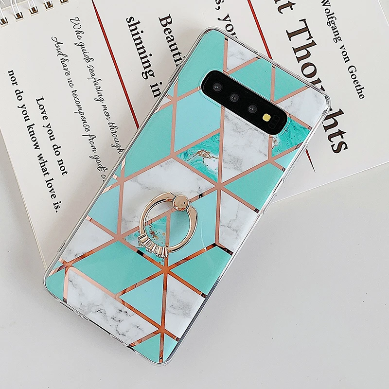 Чехол для samsung Galaxy S10 S10e S8 S9 Plus Note 10 Plus A10 20 30 50 70 чехол геометрический мраморный чехол для телефона кольцо подставка - Цвет: PR2