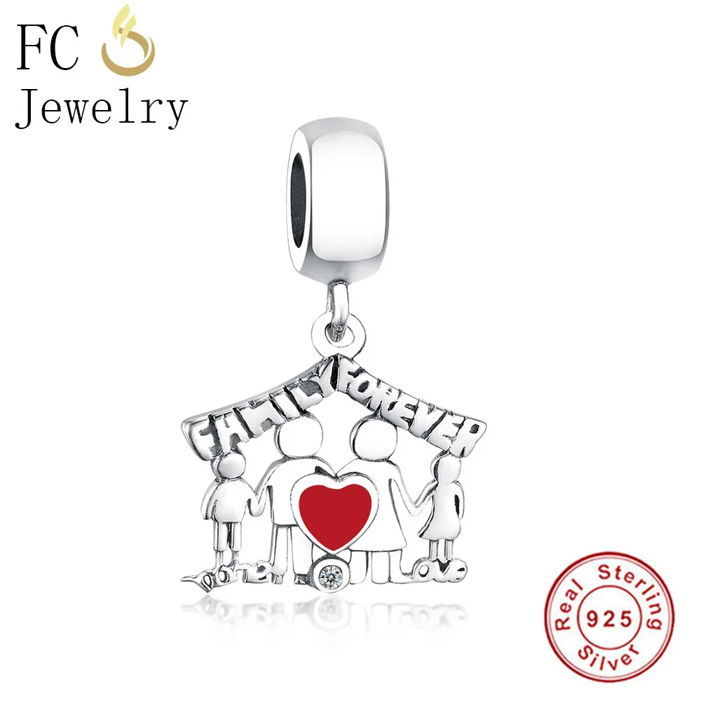 

FC Jewelry Fit Original BrandCharm Bracelet 925 Sterling Silver Family Forever Mom Dad Daugether Son Beads DIY 2018 Berloque