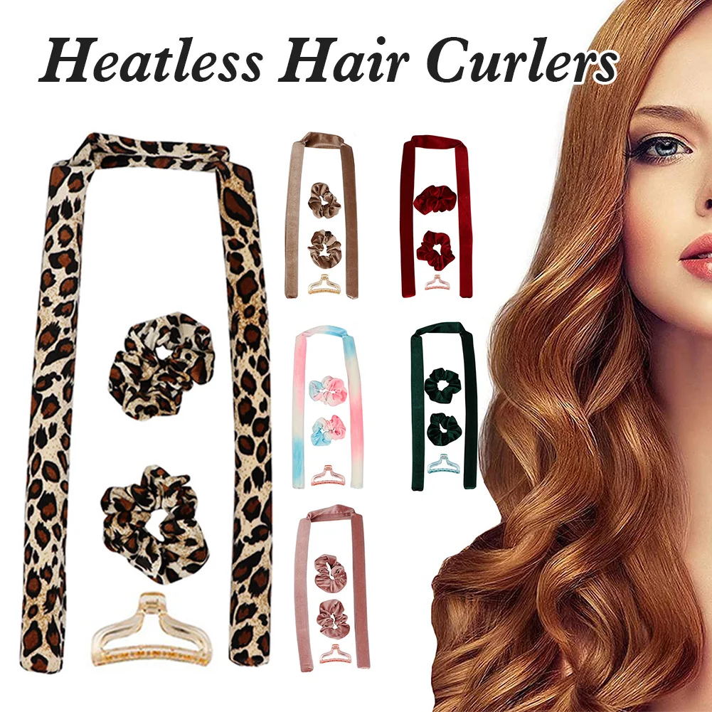 Heatless Hair Curlers Soft Hair Rollers No Heat Curls Headband with Ties Overnight Curling Rod for Long Hairs