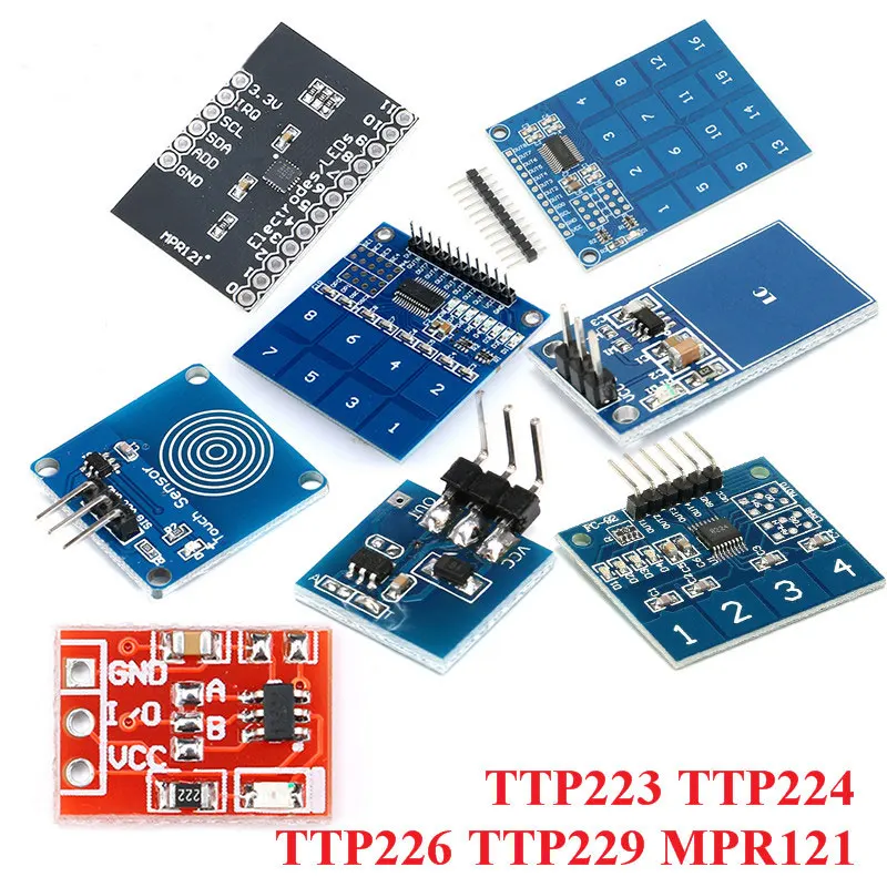 TTP223 TTP224 TTP226 TTP229 MPR121 V12 сенсорный модуль цифрового переключателя 1 4 8 16-канальный