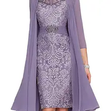 С курткой платья для матери невесты шифоновые аппликации с бисером Короткое свадебное платье для матери на свадьбу