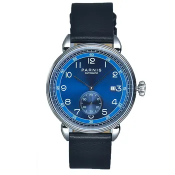 

Classical Parnis 42mm blue dial silver hands date display function automatic movement men's wrist watches