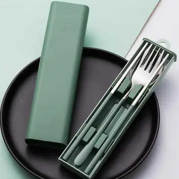 

1 Set Portable Flatware Set Chopsticks, Fork and Spoon with Travel Case
