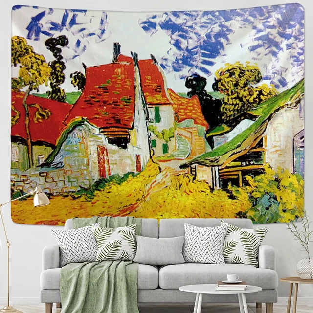Tapisserie célèbre Van Gogh imprimé couverture tenture murale étoile lune nuit tapisserie décorative couverture tissu chambre 200x150 cm grand 6