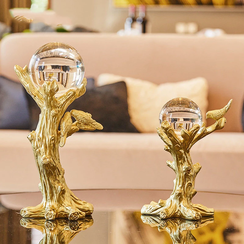 Европейский металлический хрустальный шар в форме птицы фигурки украшения для