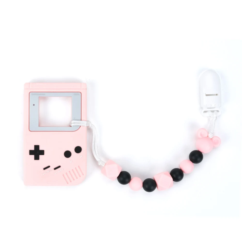 2 LOFCA, детский прорезыватель, силиконовый, Gameboy, соска, зажим на цепочке, BPA бесплатно, Детские Прорезыватели, игрушки, силиконовый шарик, ожерелье для новорожденных, кормящих - Цвет: 2