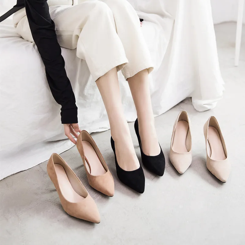 

Women's Pointed-Toe High Heel Shoes Women's 2019 Spring New Style Spring Shoes Women's Fashion Shoes Genuine Leather Handmade WO