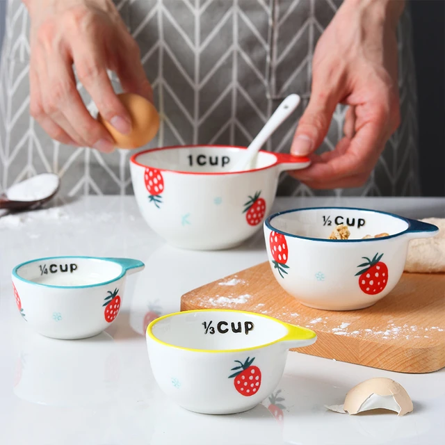 Ceramic Kitchen Baking Bowl Set  Ceramic Measuring Cup Baking - 4pcs Set  Measuring - Aliexpress