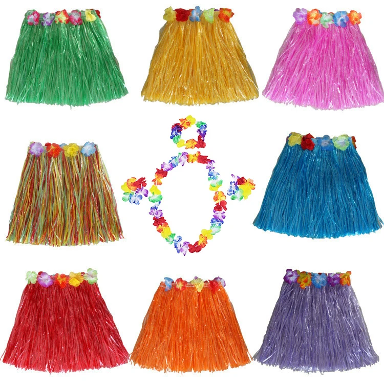 Женская Гавайская Юбка Hula из пластиковых волокон 40/60 см травяной костюм юбка с