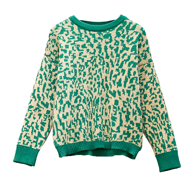 

New Leopard Print Pullover Sweater Women In Autumn/winter 2019, Thickened Round Neck Sweater, Loose Casual Coat Plus Size O-Neck