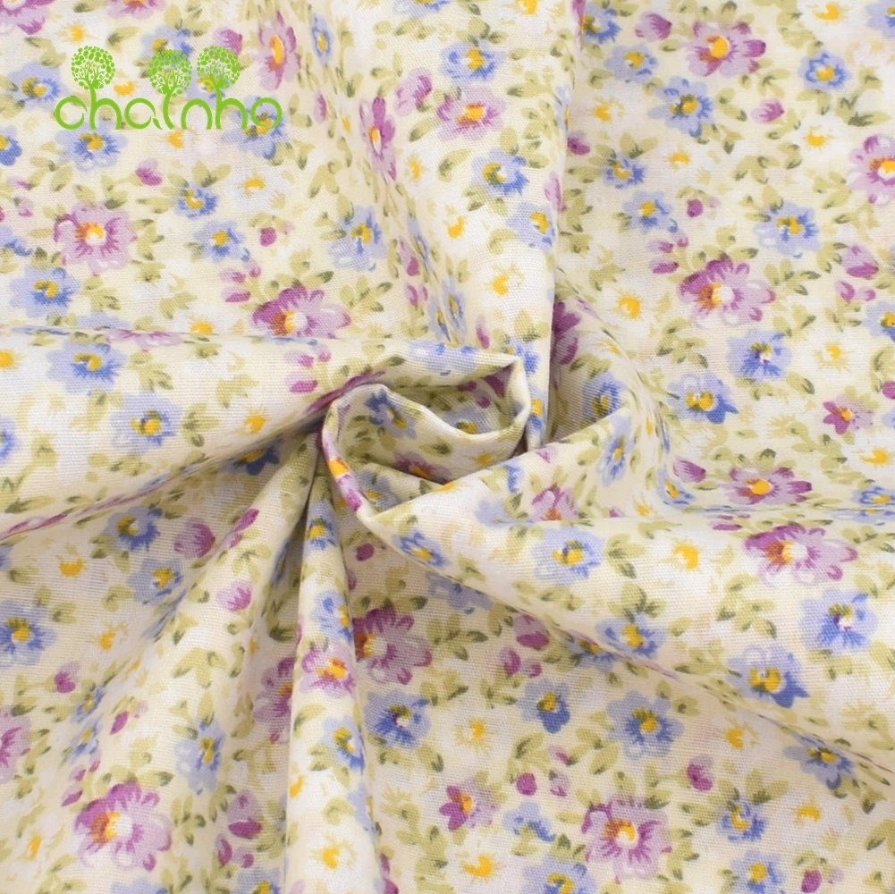 Chainho,Printed Plain Cotton Fabric,Small Floral,Poplin Material For DIY Sewing Quilting Baby & Children's Shirts,Skirts,Dresses