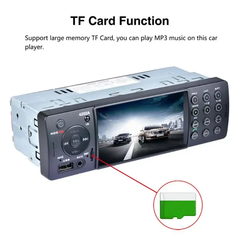 4202A 4,1 дюймов bluetooth-гарнитура AUX-in TF USB автомобильный радиоприемник MP5 плеер низкочастотные Канальные стабилизаторы