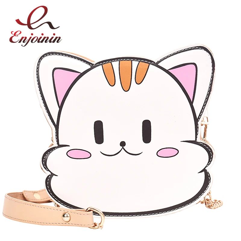

Cute Cat Pattern Pu Leather Girl's Shoulder Bag Handbag Crossbody Bag Chain Purse Women Totes Bag Casual Clutch Bag Pouch Flap