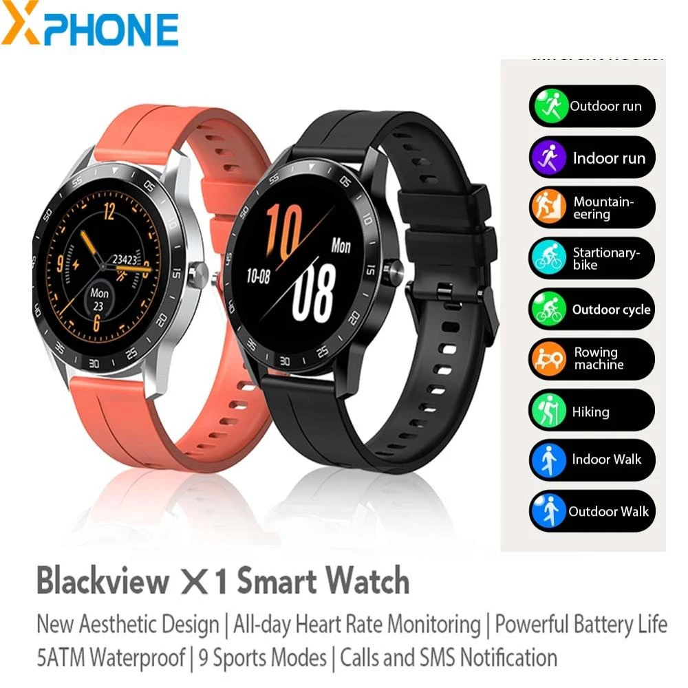 Blackview X1 Smartwatch 1.3'' TFT Screen Smart Watch TPU Strap 5ATM  Waterproof Heart Rate Monitor Sleep Monitor 9 Sport Modes|Smart Watches| -  AliExpress