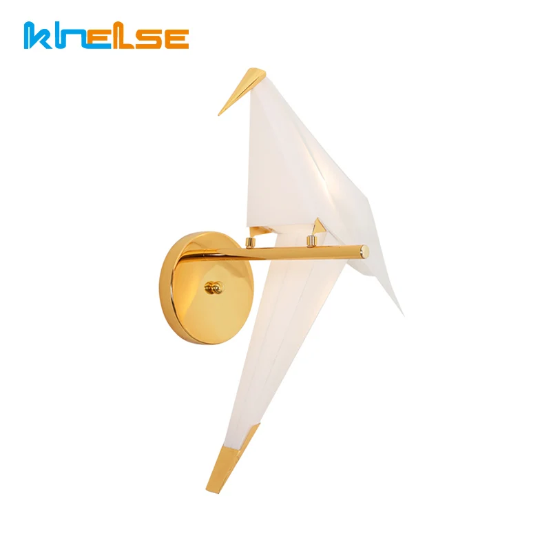 

Nordic LED Bird Design Wall Lamp Creative Origami Paper Crane Wall Light Loft Bedroom Bedside Restaurant Aisle Decorative Lights