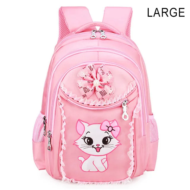 Портфолио детские школьные рюкзаки для девочек с изображением кота из мультфильма и ранцы основной Школьный рюкзак, набор наряды для маленьких принцесс Рюкзак Mochila - Цвет: Pink-L