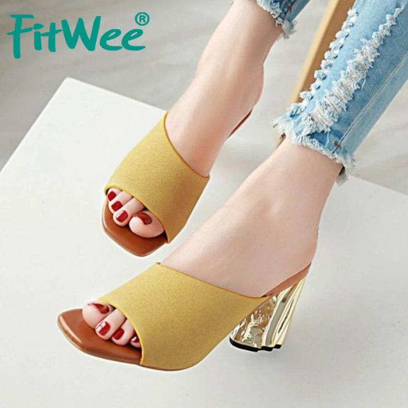 FITWEE/Размеры 33 43 шикарные женские босоножки на высоком каблуке однотонные