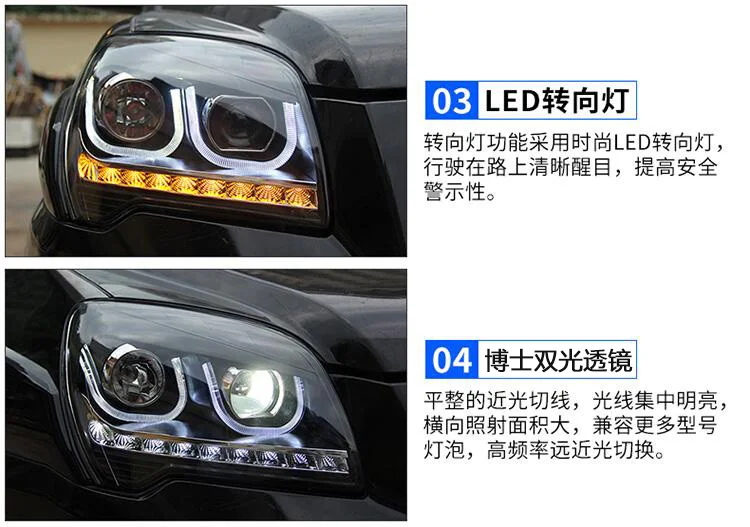 Для Kia lion ходовая фара в сборе 07-13 lion ходовая Замена Q5 объектив светодиодный налобный фонарь двойной U дневные ходовые огни