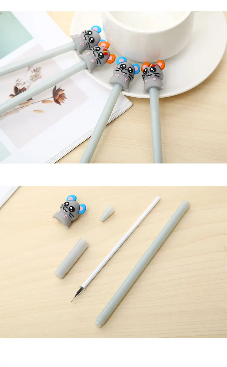 12pcs Mouse Gel Pen Cute Cartoon Cool Creative Students School Signature Ink Pens Kawaii Novelty Office Stationary Gift