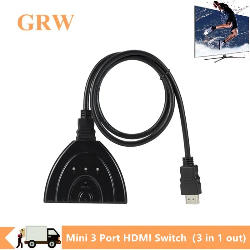 3 Ports HDMI Switch Adapter Mini 3 Ports HDMI Splitter 1080P Switcher in 1 out Port Hub for HDTV for PS4 Mini Switcher