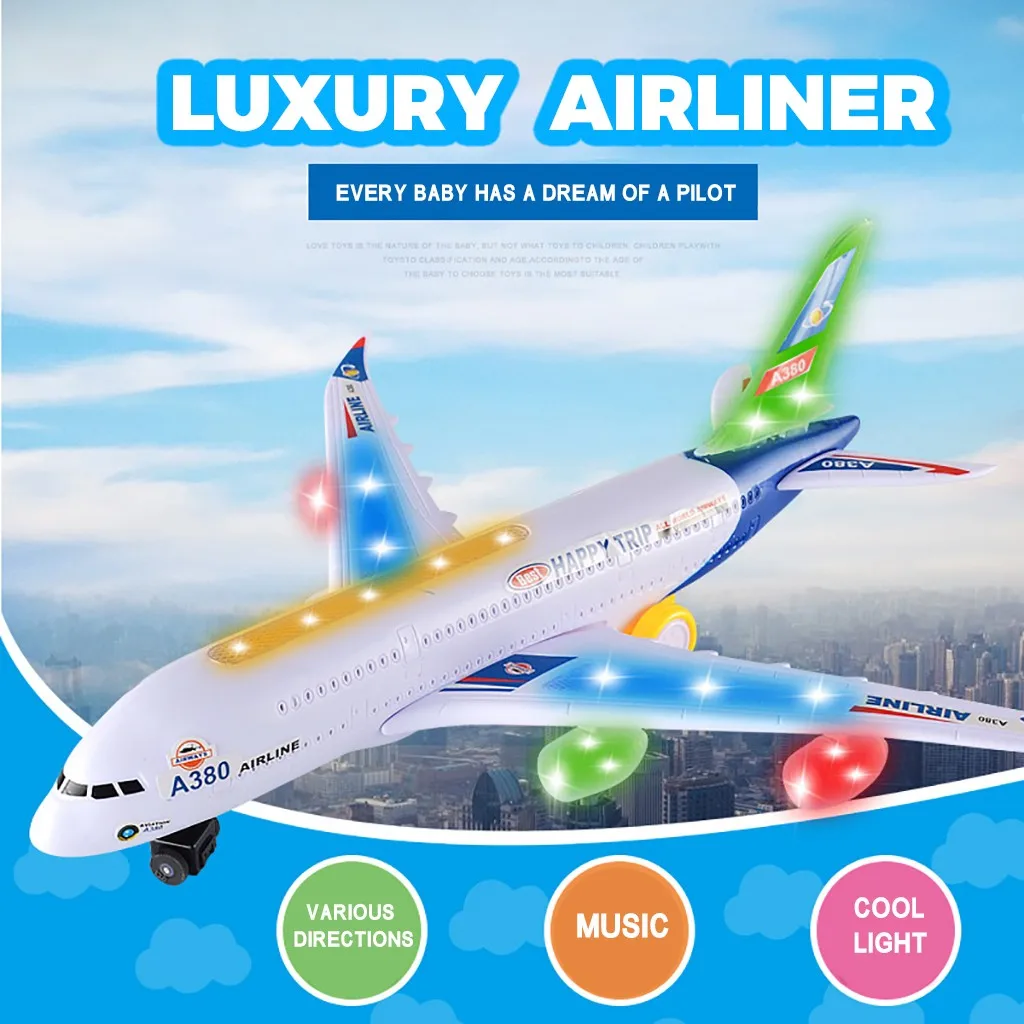 Игрушки для детей electritutu моделирование A380 детская игрушка модель самолета с музыкальным освещением домашний декор