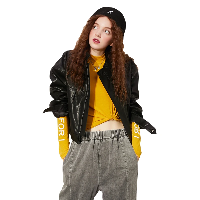 ELFSACK Harajuku Letter Print Casual T-Shirts Slim Women Top,2020 Autumn ELF Full Sleeve Korean Ladeis,Basic Daily Stylish Tops