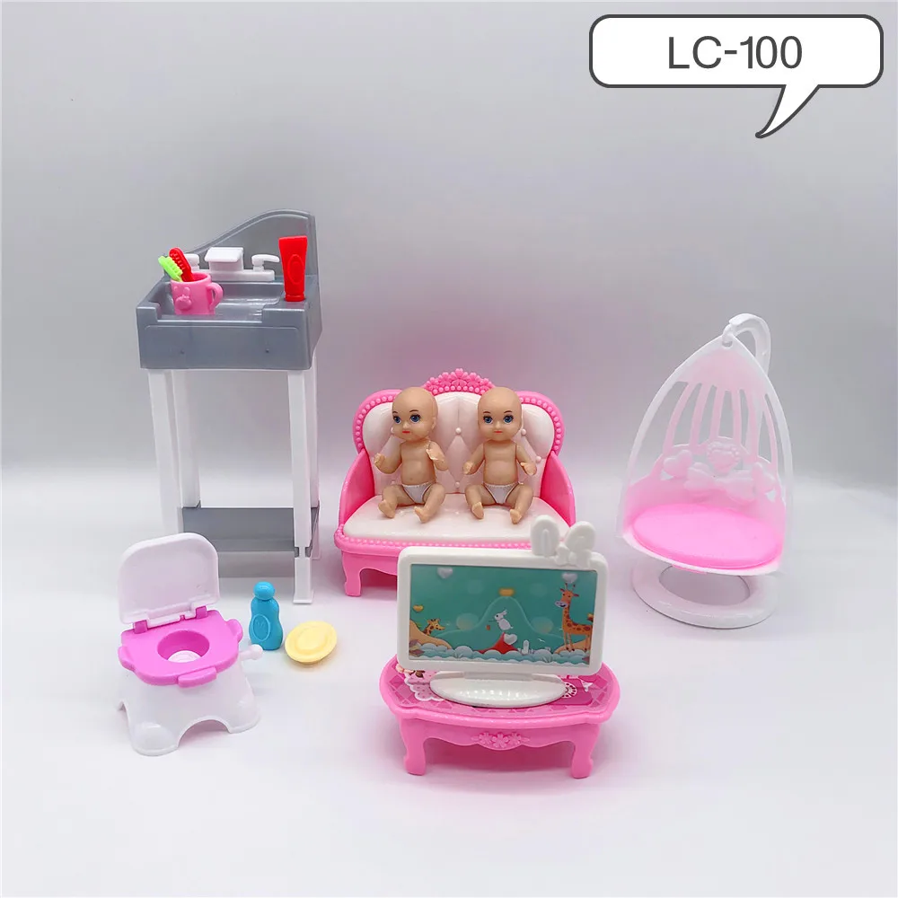 Новейшая мода аксессуары для Барби детская кроватка+ туалет+ Спальня+ парк развлечений Пластиковые Детские интерактивные игрушки/