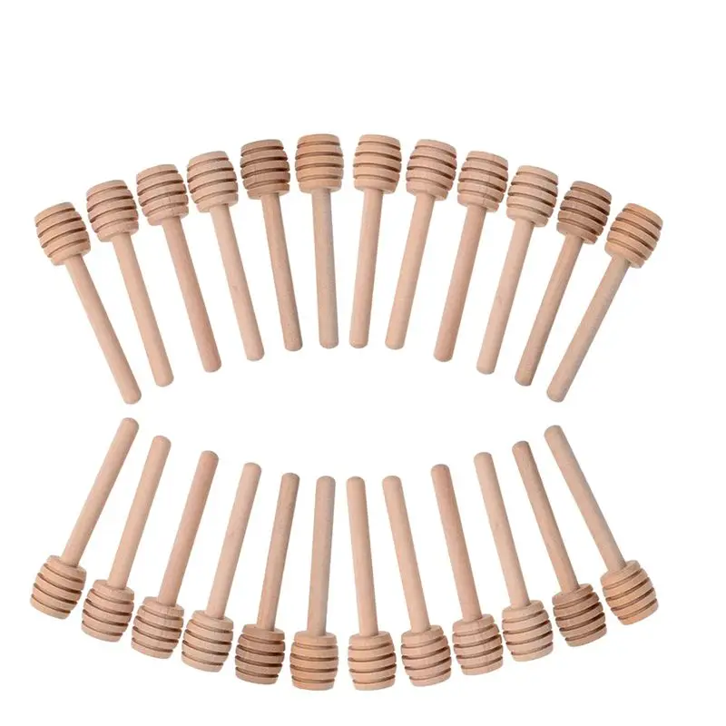 

New 50 Pack of Mini 3 Inch Wood Honey Dipper Sticks Individually Wrapped Server for Honey Jar Dispenser Drizzled Honey Wedding