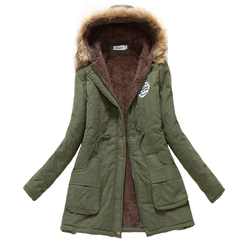 price cut Women Winter Warm Coat Female Autumn Hooded Cotton Fur Plus Size Basic Jacket Outerwear Slim Long L