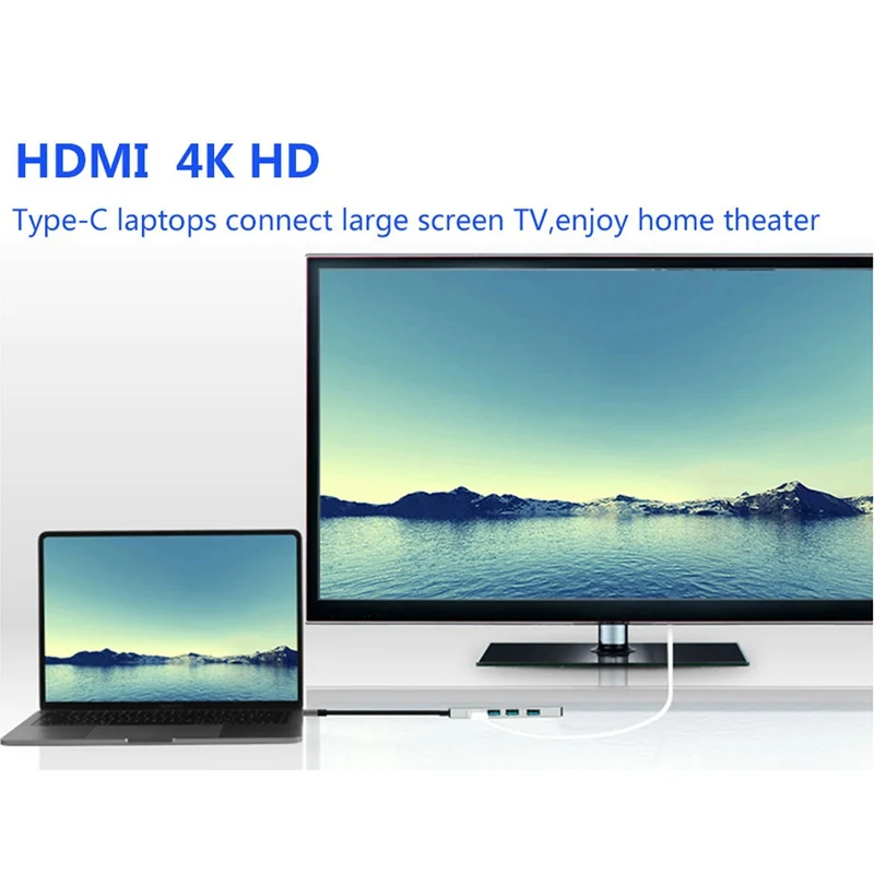USB 3,1 type C концентратор для PD 6 в 1 USB 3,0 HDMI Ноутбуки док-станция для MacBook Pro Dell huawei P20 samsung S10 телефон