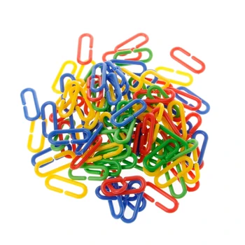 

100PCS Plastic Parrot Toys C-clips Hooks Chain Rainbow C-links DIY Rat Bird Toy