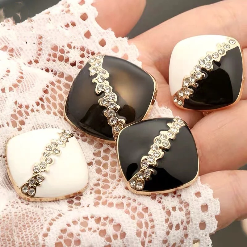 10pcs-Black-White-Square-Rhinestone-Buttons-20mm-Luxury-Women-s ...