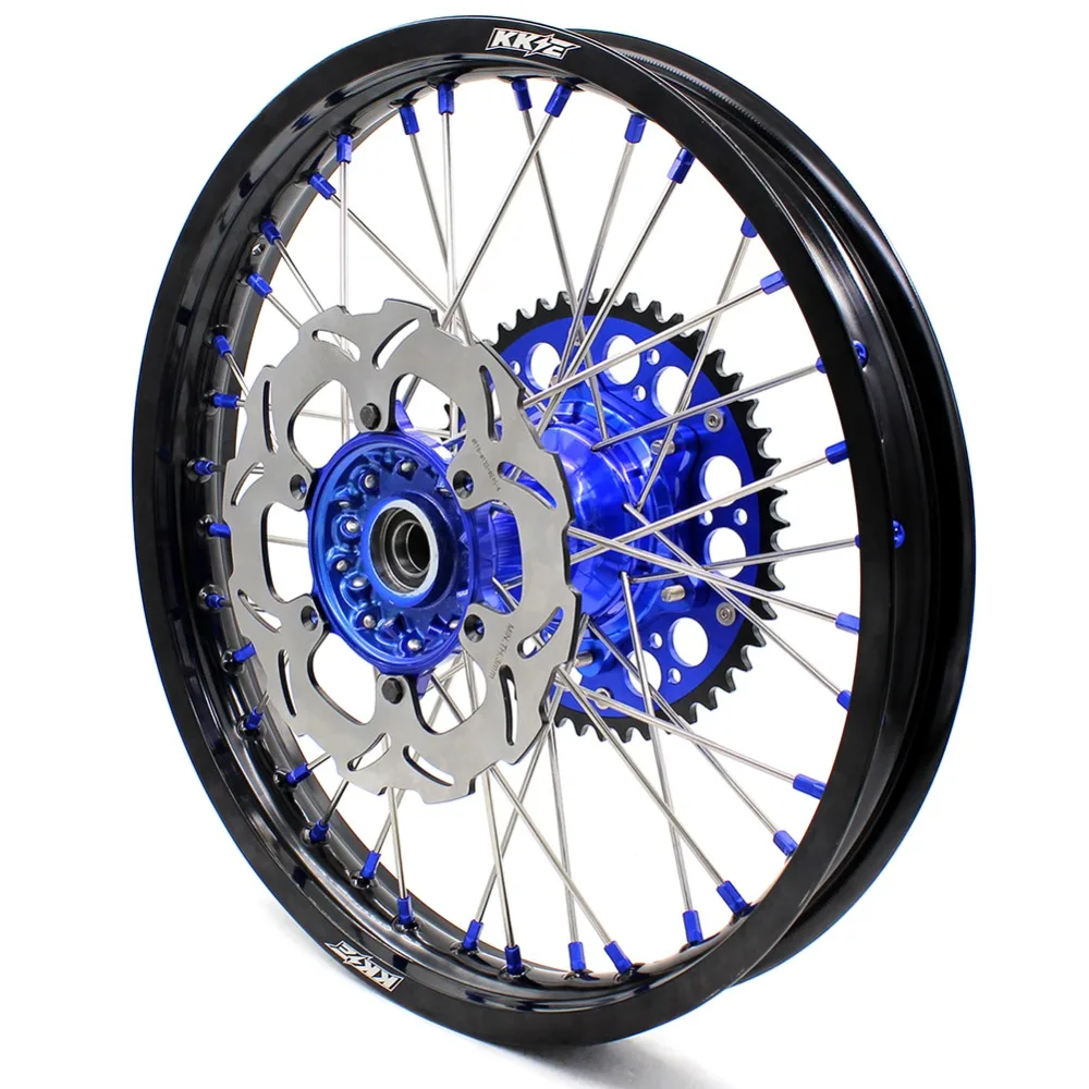 21/19 CASTING COMPLETE MX WHEELS SET FOR YAMAHA YZ250F YZ450F- FRONT 270MM DISC BLUE NIPPLE