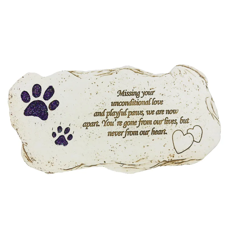 Piedra de perro conmemorativa para mascotas, artículo impreso a mano, regalo de pérdida de mascotas (PATA brillante), piedra conmemorativa para jardín interior o exterior, JSYS