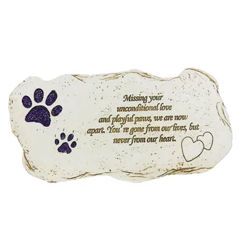 

Pet Memorial Dog Stone Hand-Printed Personalized Loss of Pet Gifts (Shining Paw) Indoor Or Outdoor Garden Memorial Stone JSYS
