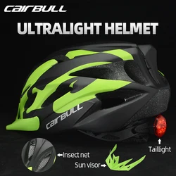 CAIRBULL Bicycle Helmets Mtb Road Safety Helmets Ultralight Breathable Men Women With Insect Net Taillight Removable Sun Visor