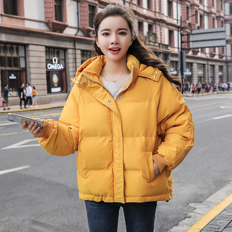 remarkable  2019 New Autumn Winter Jacket Hooded Women Coat Loose Cotton-padded Short Jackets Female Parka Warm