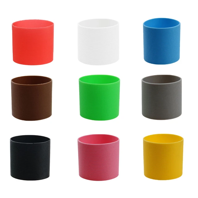 Silicone world 6CM Silicone Heat Insulated Cup Sleeve Stripes Non-slip  Wraps For Glass Cup Sleeve Water Bottle Kettle Cover - AliExpress