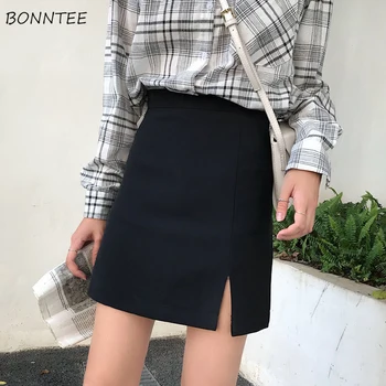 

Skirts Women Chic A-Line Leisure All-match Slim Elegant Womens 2020 High Waist Skirt Ladies Lovely Daily Korean Style Simple New