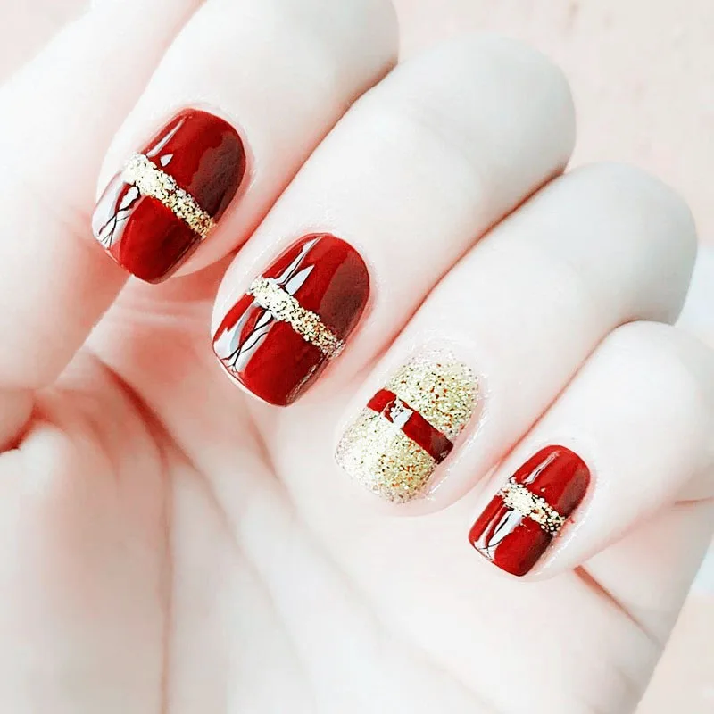 24Pcs/box with 2g glue Finished Fake Nails press on Glitter Wedding short square full cover acrylic false nails for woman | Красота и