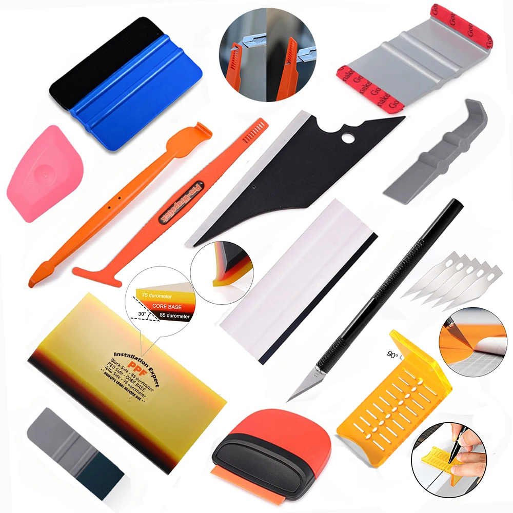 

EHDIS Car Goods Tool Kit Carbon Fiber Vinyl Wrapping Tools Window Tint Magnet Squeegee Soft Wrap Scraper Cutter Auto Accessories