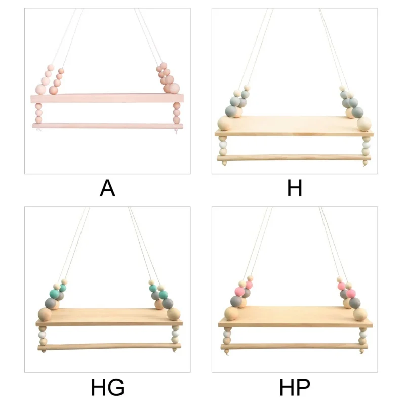 Скандинавский стиль деревянные бусины настенная полка веревка для качелей плавающие полки стеллаж для выкладки товара Декор для книг дисплея H1