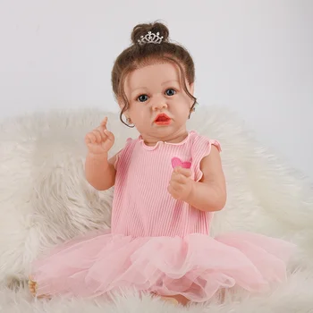 

55CM Full Silicone Reborn Baby Dolls Soft Body Adorable Lifelike Toddler Toys For Girls Birthday Gift For Children