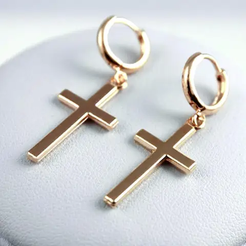 Women Fashion Punk Cross Pendant Cartilage Drop Dangle Hoop Earrings Jewelry