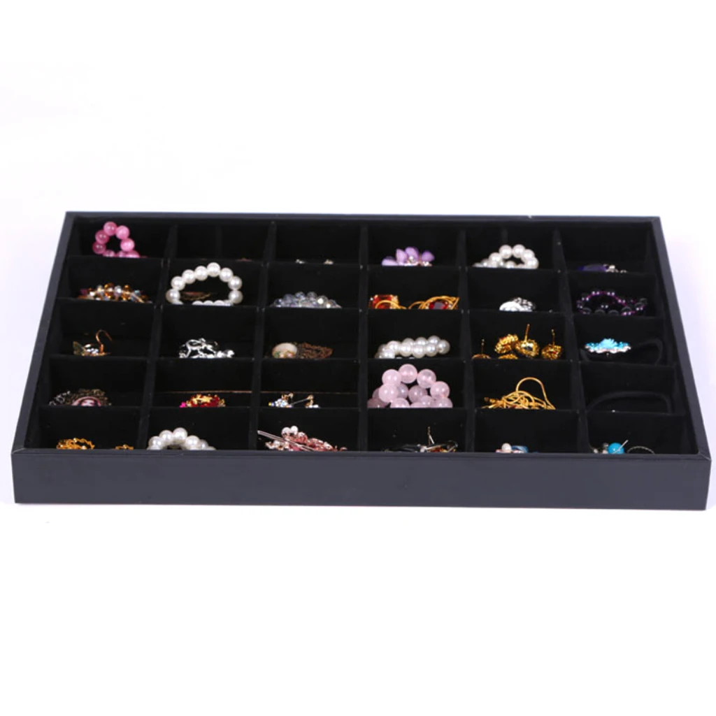 Premium Velvet Stackable Jewelry Tray Showcase Display Organizer for Necklaces Anklets ewelry Packaging  2 Colors for Choose